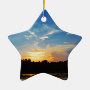 Ornamento De Cerâmica Montanha lago Sunset