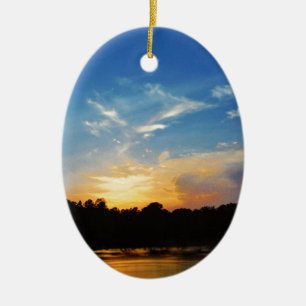 Ornamento De Cerâmica Montanha lago Sunset