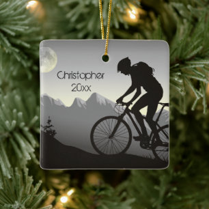 Ornamento De Cerâmica Montanha Personalizada Bike no Natal da Lua