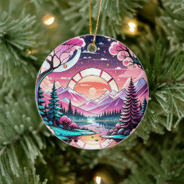 Ornamento De Cerâmica Montanhas cor-de-rosa Decor cerâmico Vidro retido