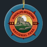 Ornamento De Cerâmica Montanhas Guadalupe Parque Nacional Compass<br><div class="desc">Guadalupe Mountain vetor trabalho de arte design. O parque inclui Guadalupe Peak,  o ponto mais alto do Texas,  e El Capitan.</div>