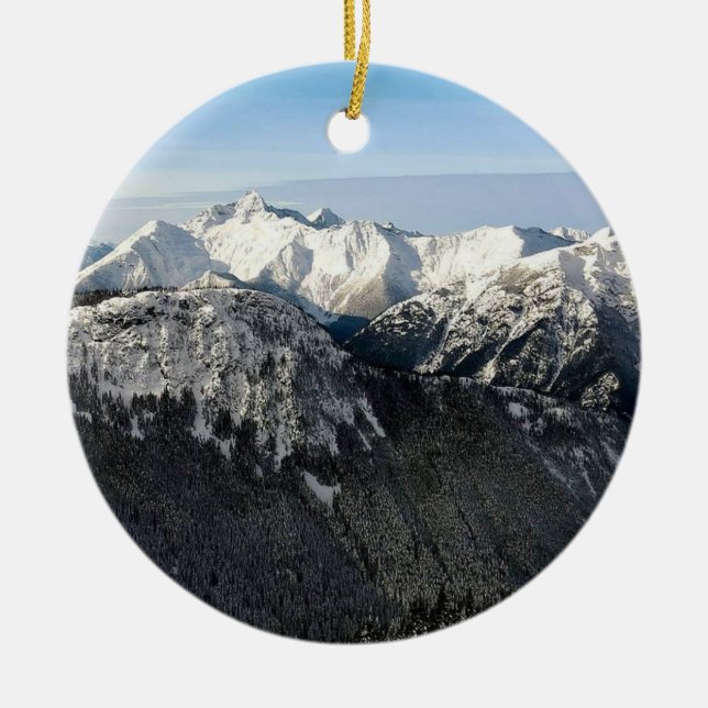 Ornamento De Cerâmica Montanhas Nevadas da Colúmbia Britânica (Frente)