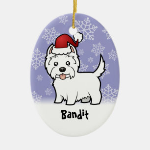 Ornamento De Cerâmica Montanhas ocidentais Terrier branco do Natal