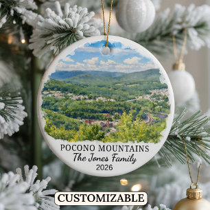 Ornamento De Cerâmica Montanhas Pocono Personalizadas, Pensilvânia Perso