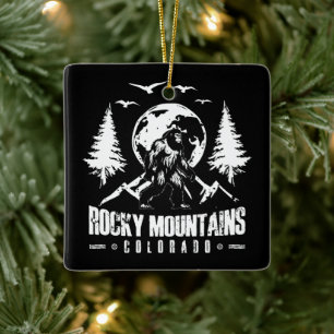 Ornamento De Cerâmica Montanhas Rocky Colorado Bigfoot Vintage Hiking