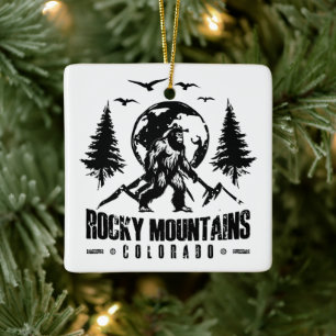 Ornamento De Cerâmica Montanhas Rocky Colorado Bigfoot Vintage Hiking