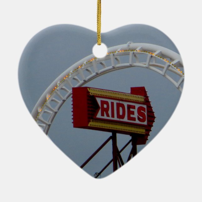 Ornamento De Cerâmica Montanhas russas e passeios (Verso)