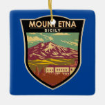 Ornamento De Cerâmica Monte Etna Sicily Viagem Art Vintage<br><div class="desc">Monte Etna em um estilo de arte vetorial. O Monte Etna está na costa leste da Sicília,  entre as cidades de Messina e Catania Itália</div>