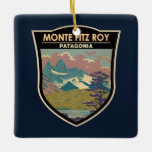 Ornamento De Cerâmica Monte Fitz Roy Patagonia Viagem Art Vintage<br><div class="desc">Monte Fitz Roy num estilo de arte vetorial. Monte Fitz Roy é uma montanha na Patagônia,  na fronteira entre a Argentina e o Chile.</div>