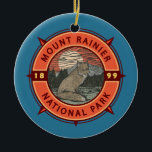 Ornamento De Cerâmica Monte Rainier National Park Red Fox Compass<br><div class="desc">Monte Rainier vetor trabalho de arte design. O parque é cercado por vales,  cachoeiras e prados subalpinos.</div>