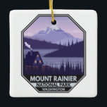 Ornamento De Cerâmica Monte Rainier National Park Washington Cabin Retro<br><div class="desc">Monte Rainier vetor trabalho de arte design. O parque é cercado por vales,  cachoeiras e prados subalpinos.</div>