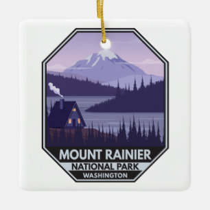 Ornamento De Cerâmica Monte Rainier National Park Washington Cabin Retro
