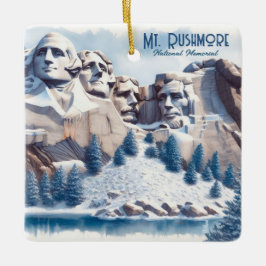 Ornamento De Cerâmica Monte Rushmore Snow Natal