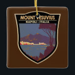 Ornamento De Cerâmica Monte Vesúvio Golfo de Nápoles Crachá Vintage<br><div class="desc">Nápoles e Monte Vesúvio num estilo de arte vetorial. O Monte Vesúvio é um vulcão somma-estratovolcano localizado no Golfo de Nápoles,  na Campânia,  Itália.</div>
