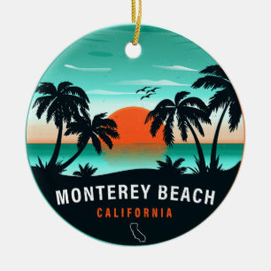 Ornamento De Cerâmica Monterey Beach California Retro Sunset Souvenirs