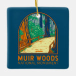 Ornamento De Cerâmica Monumento Nacional de Muir Woods Emblem da Califór<br><div class="desc">Muir Woods vetor trabalho de arte design. Trata-se de uma floresta costeira de madeiras vermelhas,  que cresceu muito. Devido à sua proximidade com o oceano Pacífico,  a floresta é regularmente envolta num nevoeiro da camada marinha costeira,  contribuindo para um ambiente úmido que encoraja um vigoroso crescimento das plantas.</div>