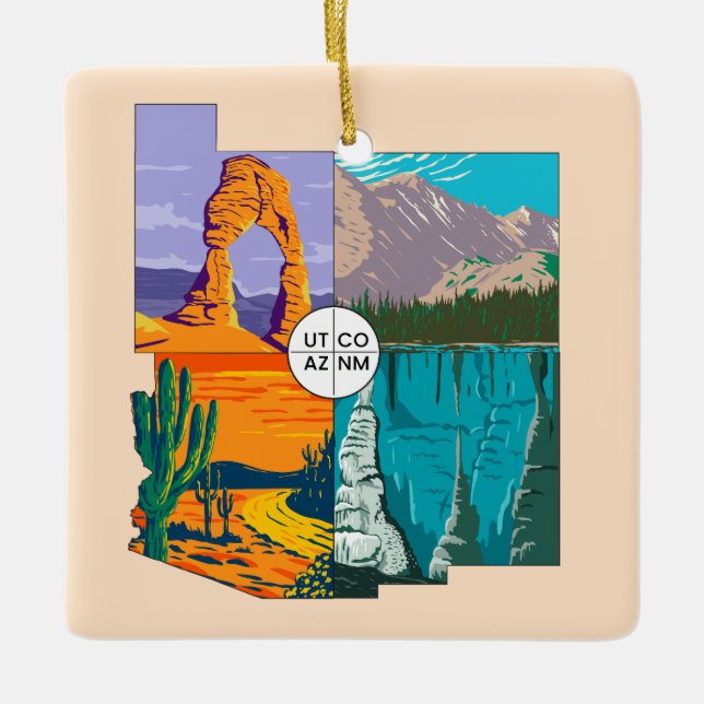 Ornamento De Cerâmica Monumento Nacional de Quatro Cantos (Frente)