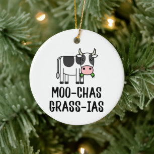 Ornamento De Cerâmica Moo-chas Grass-ias, Muchas Gracias dão Vaca