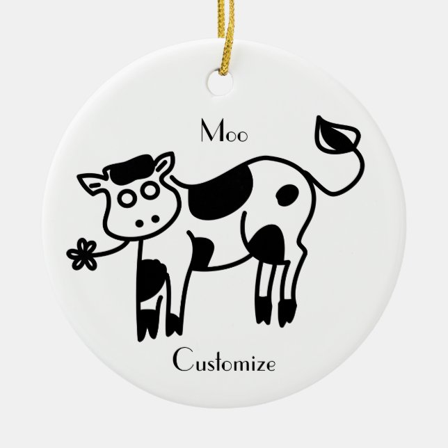 Ornamento De Cerâmica Moo Cow Thunder_Cove (Frente)