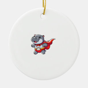 Ornamento De Cerâmica Moo Deng Baby Hippo Super-Herói Crianças Bonitas D
