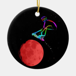 Ornamento De Cerâmica Moon Grabber - Patinete Rider
