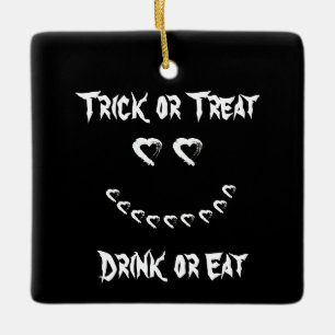 Ornamento De Cerâmica Moon Heart Halloween Trick ou Treat Ornament