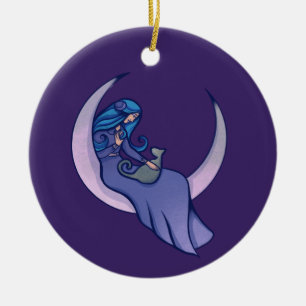 Ornamento De Cerâmica Moon Witch MoonChild Pagan Wicca Art