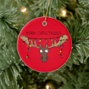 Ornamento De Cerâmica Moose Cute Engraçado Natal