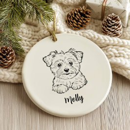 Ornamento De Cerâmica Morkie de Natal Personalizado