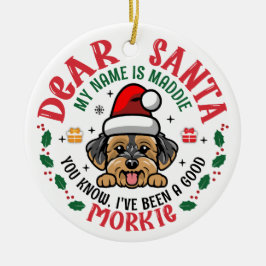 Ornamento De Cerâmica Morkie Dog Papais noeis Nome Personalizado de Nata