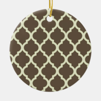 Ornamento De Cerâmica Moroccan Lattice Pattern brown & white
