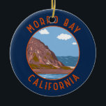 Ornamento De Cerâmica Morro Bay California - Circuito Retroafogado<br><div class="desc">Morro Rock em um estilo de arte vetorial. É conhecida por Morro Rock,  um antigo monte vulcânico no final de Morro Rock Beach.</div>