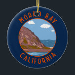 Ornamento De Cerâmica Morro Bay California - Circuito Retroafogado<br><div class="desc">Morro Rock em um estilo de arte vetorial. É conhecida por Morro Rock,  um antigo monte vulcânico no final de Morro Rock Beach.</div>