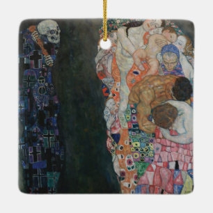Ornamento De Cerâmica Morte e Vida por Gustav Klimt Arte Novo Antigo