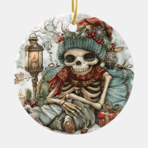 Ornamento De Cerâmica Morto Cozy - Inverno Skeleton Vibes"