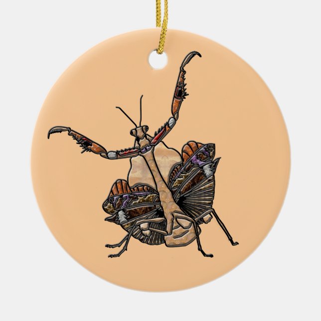 Ornamento De Cerâmica Morto Leaf Mantis (Frente)