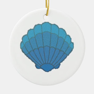 Ornamento De Cerâmica Mosaico de Seashell Azul