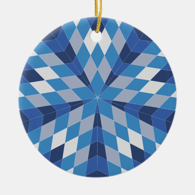 Ornamento De Cerâmica Mosaico Starburst (Padrão) (Frente)