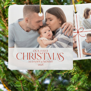 Ornamento De Cerâmica Mosaico Vermelho Nossa Primeira Foto Da Família De