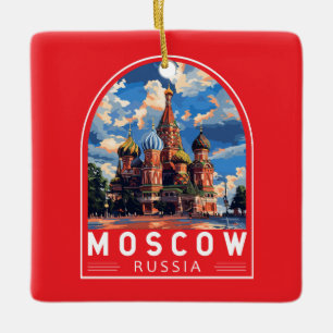 Ornamento De Cerâmica Moscou Rússia Viagem Art Vintage