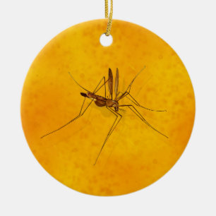 Ornamento De Cerâmica Mosquito na Réplica Fóssil Amber Sap Pré-histó