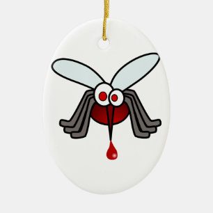 Ornamento De Cerâmica Mosquito vermelho e cinzento dos desenhos animados