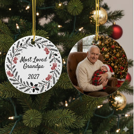 Ornamento De Cerâmica Most Loved Grandpa Christmas Round