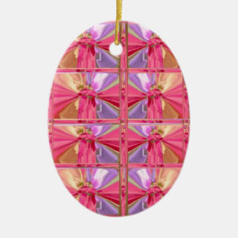 Ornamento De Cerâmica Mostra feliz do sorriso elegante do rosa