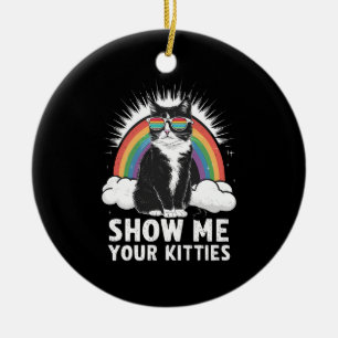 Ornamento De Cerâmica Mostre Meus Gatinhos Divertido Lesbiana Gay Orgulh