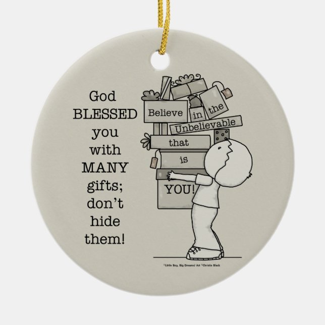 Ornamento De Cerâmica Mostre seus presentes (Frente)