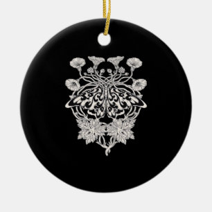 Ornamento De Cerâmica Moth Talisman - Whimsigoth Screenprint Style Drawi