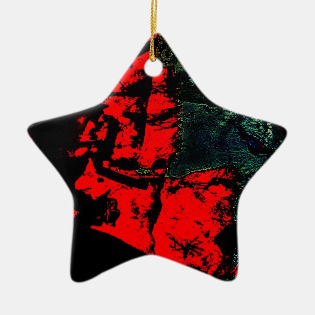 Ornamento De Cerâmica Motif plástico do reciclado abstrato escuro (Frente)