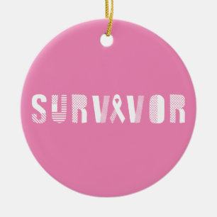 Ornamento De Cerâmica Motivação Inspiracional de Fita de Cancer Sobreviv