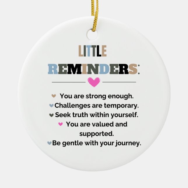 Ornamento De Cerâmica Motivação Inspiracional Oferece pequenos lembretes (Frente)